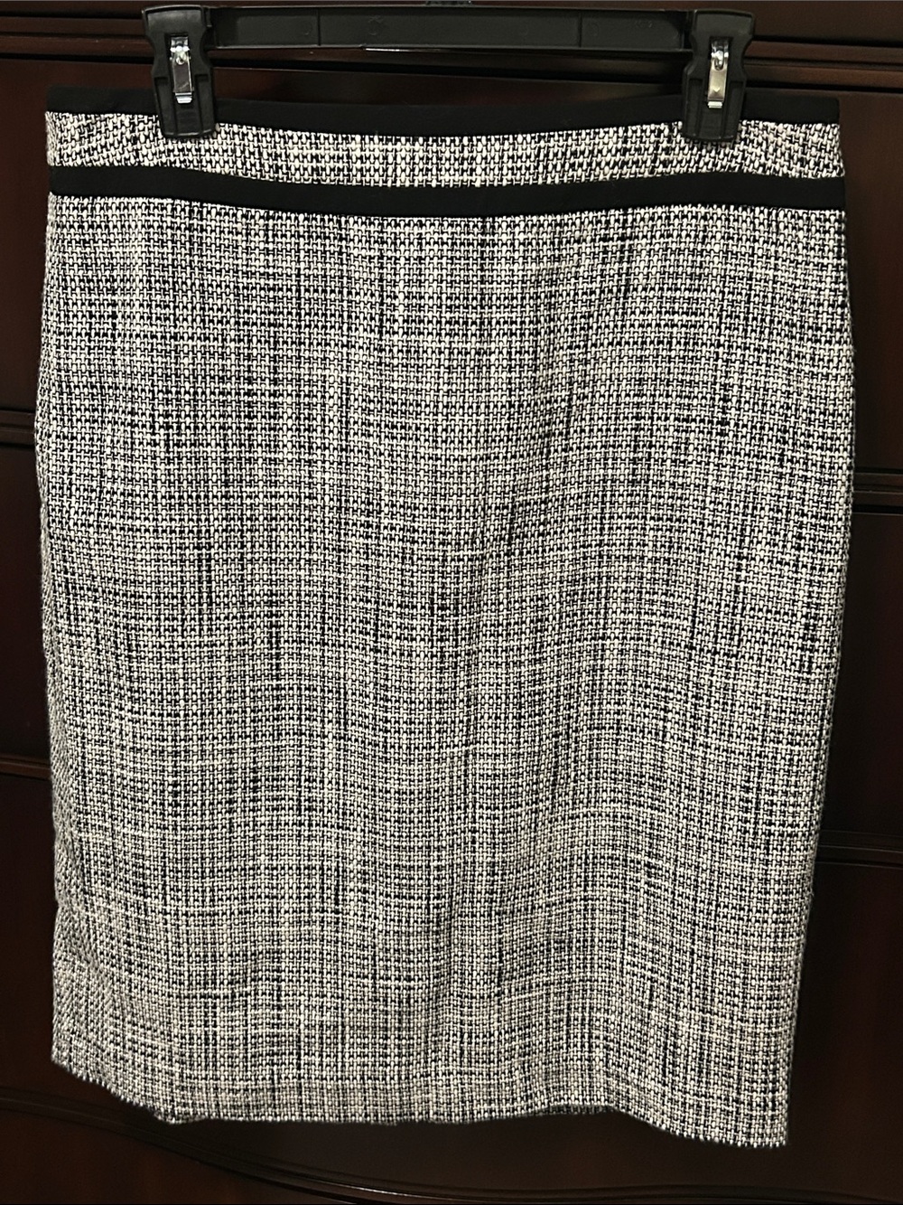 Calvin Klein Black and White Tweed Pencil Skirt